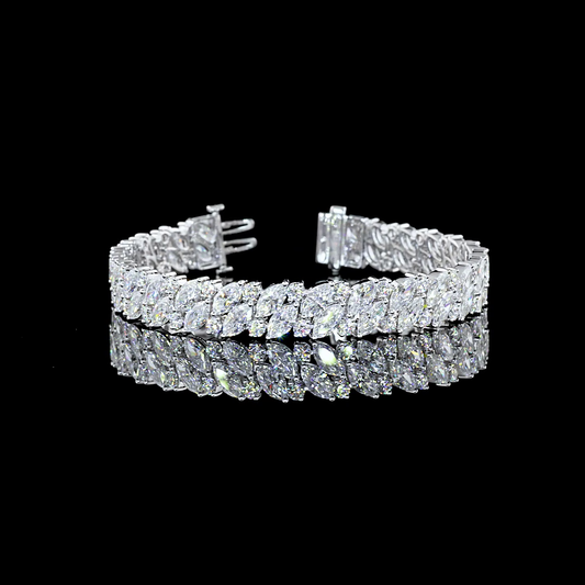 19.76 CTTW Marquise Lab Diamond Tennis Bracelet 7" 14k White Gold (F Color and VS2 Clarity)