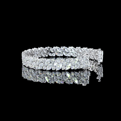 19.76 CTTW Marquise Lab Diamond Tennis Bracelet 7" 14k White Gold (F Color and VS2 Clarity)