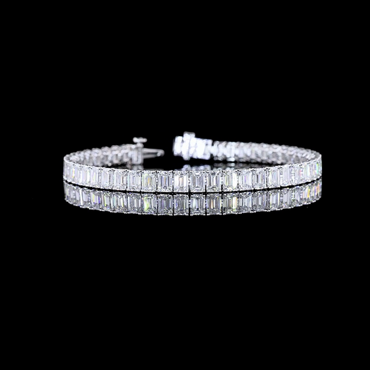 16.11 CTTW Emerald Lab Diamond Tennis Bracelet 7" 14k White Gold F/D/E Color and VS2/VS1/VVS1/VS Clarity jewelry-spot-usa