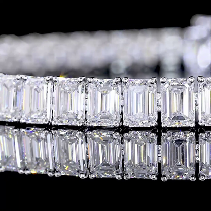16.11 CTTW Emerald Lab Diamond Tennis Bracelet 7" 14k White Gold F/D/E Color and VS2/VS1/VVS1/VS Clarity jewelry-spot-usa