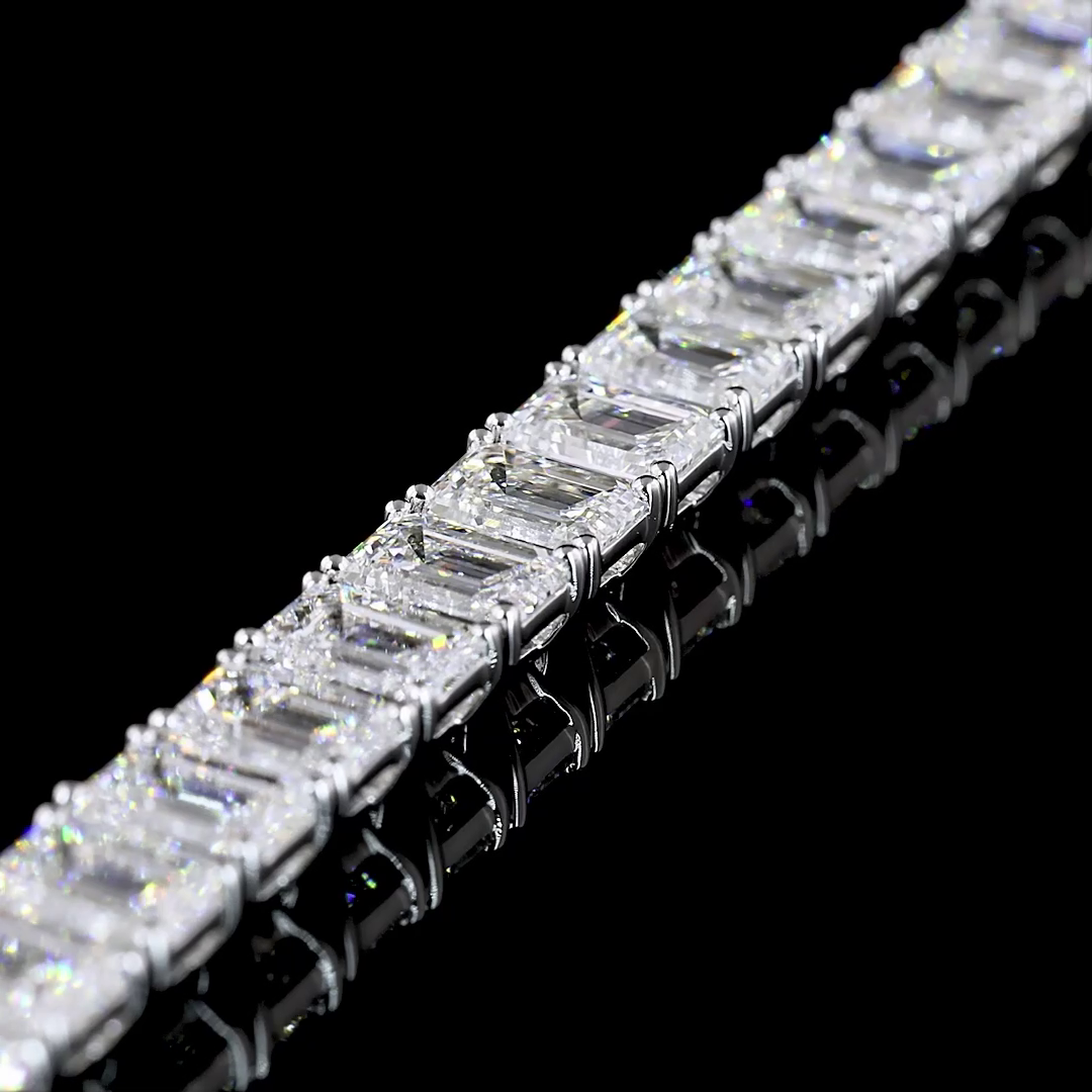 16.11 CTTW Emerald Lab Diamond Tennis Bracelet 7" 14k White Gold F/D/E Color and VS2/VS1/VVS1/VS Clarity jewelry-spot-usa