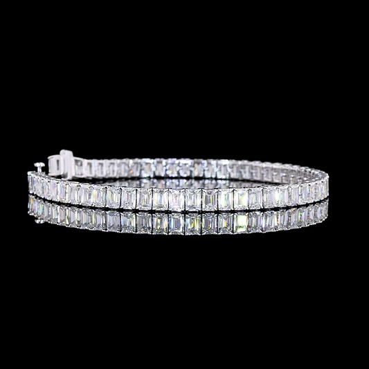 12.16 CTTW Emerald Lab Diamond Tennis Bracelet 7" 14k White Gold E Color and VS Clarity jewelry-spot-usa