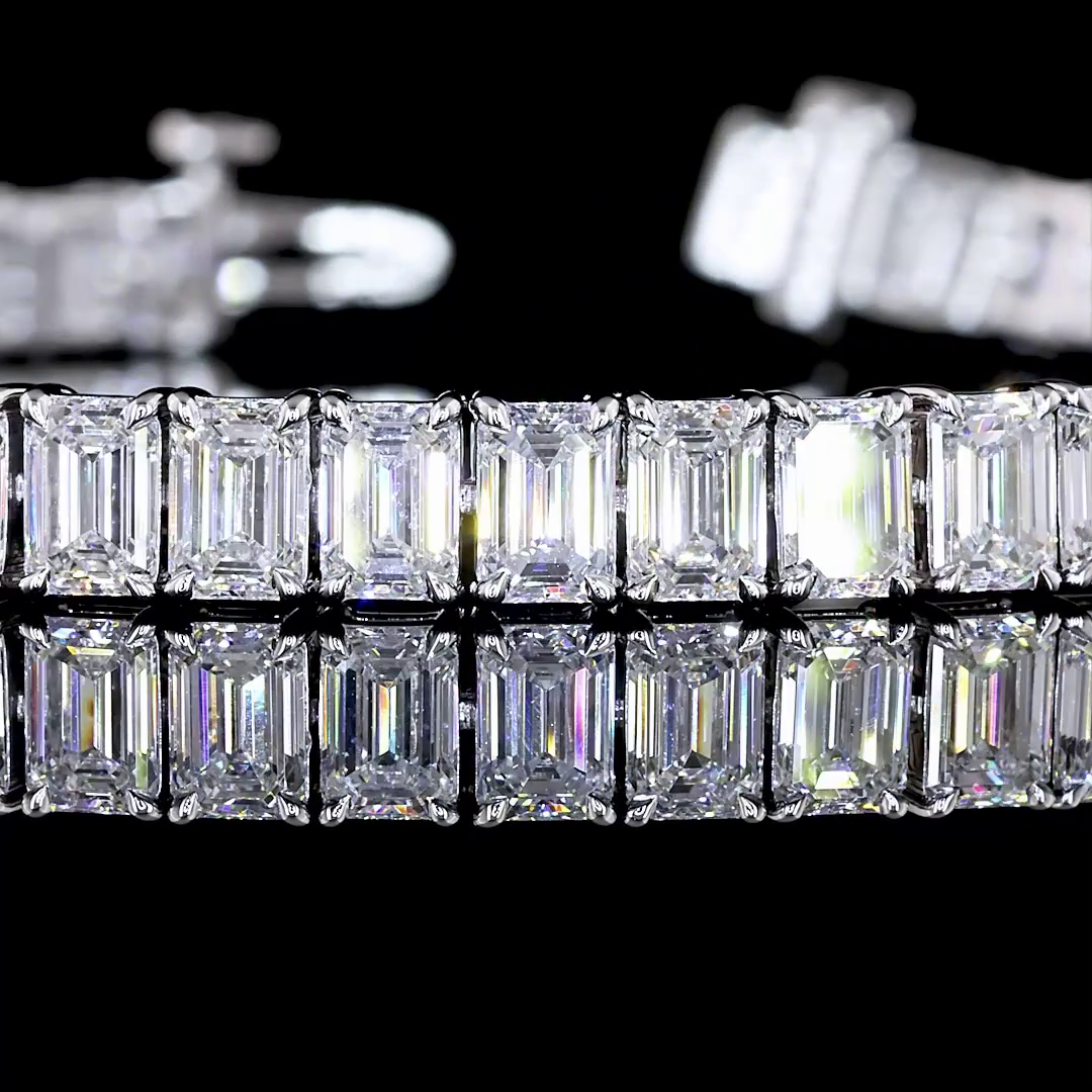 12.16 CTTW Emerald Lab Diamond Tennis Bracelet 7" 14k White Gold E Color and VS Clarity jewelry-spot-usa