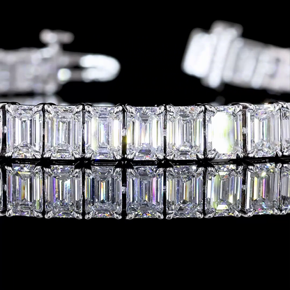 12.16 CTTW Emerald Lab Diamond Tennis Bracelet 7" 14k White Gold E Color and VS Clarity jewelry-spot-usa