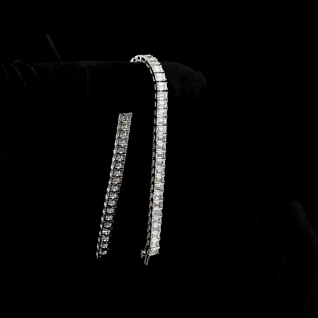 12.16 CTTW Emerald Lab Diamond Tennis Bracelet 7" 14k White Gold E Color and VS Clarity jewelry-spot-usa