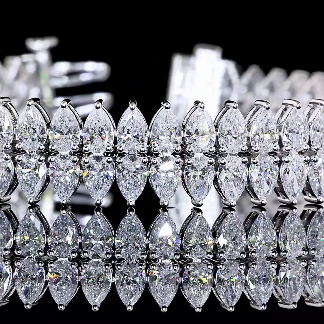 13.58 CTTW Pear Lab Grown Diamond Tennis Bracelet 7" (E Color and VS Clarity)