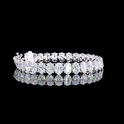25.04 CTTW Oval Lab Diamond Tennis Bracelet 7" 14k White Gold D/E/F Color and VVS2/VS2/VS1 Clarity jewelry-spot-usa