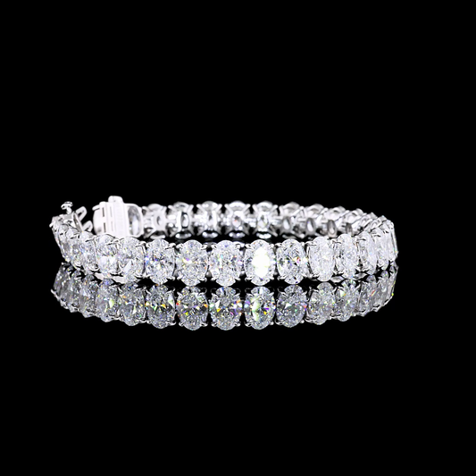 25.04 CTTW Oval Lab Diamond Tennis Bracelet 7" 14k White Gold D/E/F Color and VVS2/VS2/VS1 Clarity jewelry-spot-usa