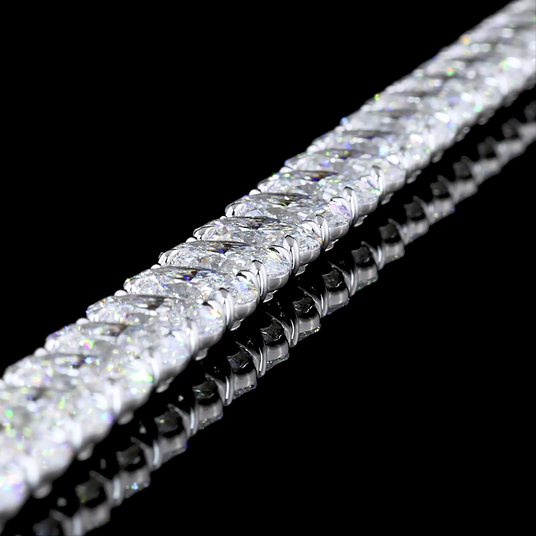 25.04 CTTW Oval Lab Diamond Tennis Bracelet 7" 14k White Gold D/E/F Color and VVS2/VS2/VS1 Clarity jewelry-spot-usa