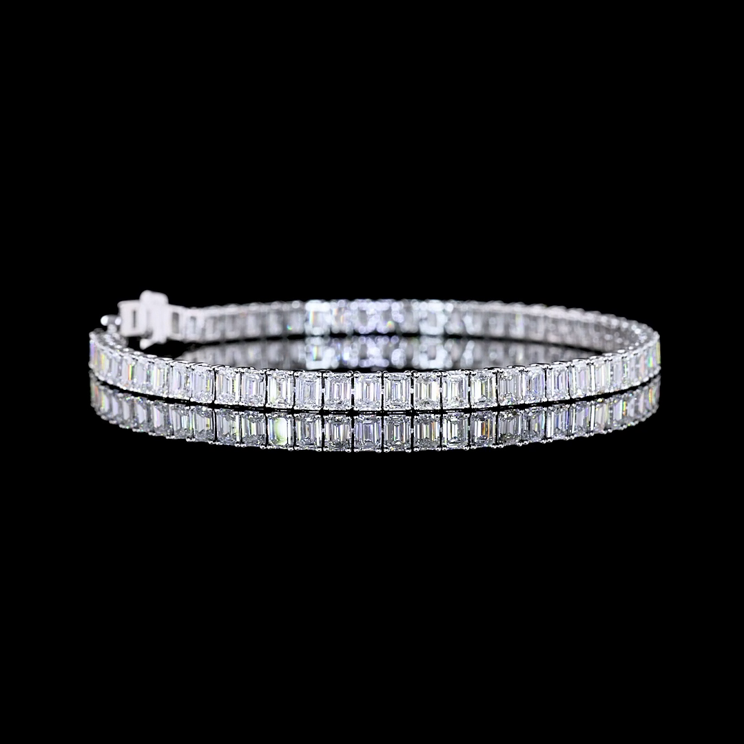 9.39 CTTW Emerald Lab Diamond Tennis Bracelet 7" 14k White Gold (E Color and VS Clarity)