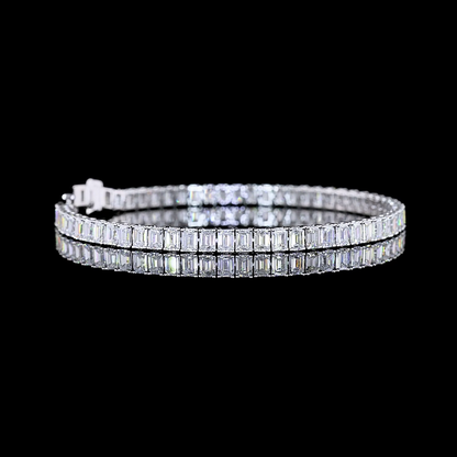 9.39 CTTW Emerald Lab Diamond Tennis Bracelet 7" 14k White Gold (E Color and VS Clarity)