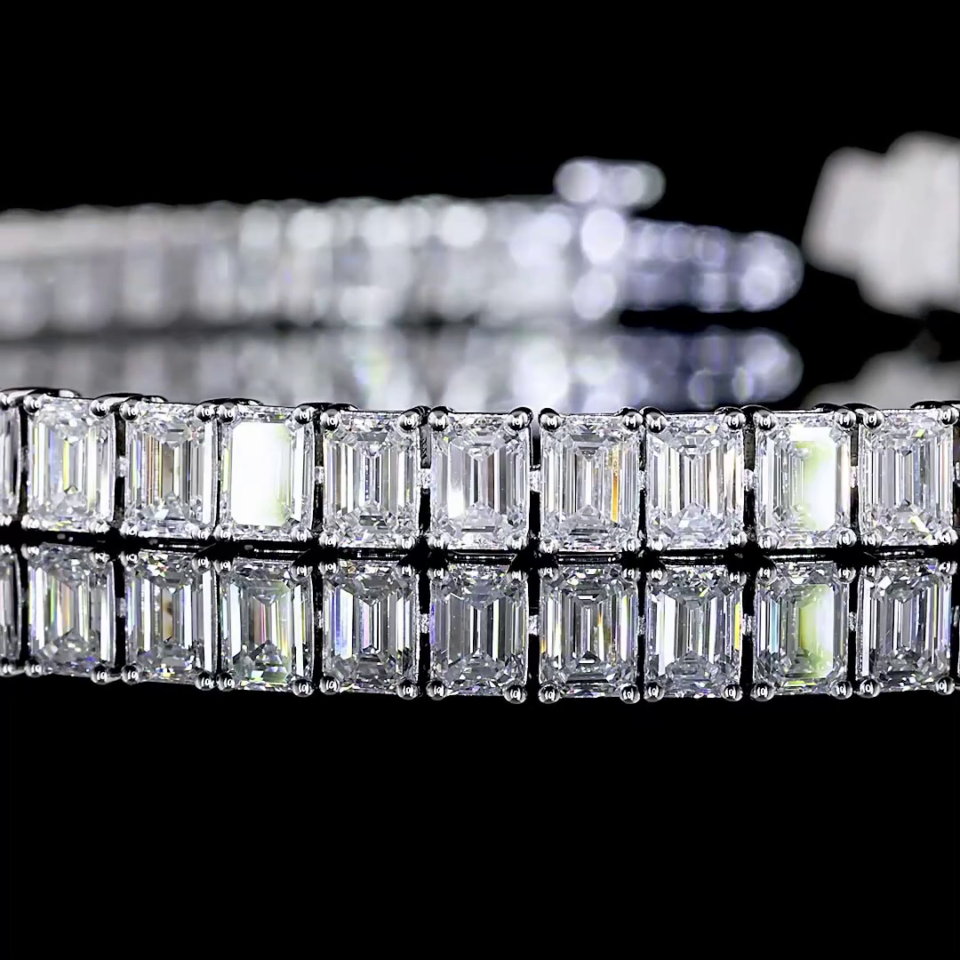 9.39 CTTW Emerald Lab Diamond Tennis Bracelet 7" 14k White Gold (E Color and VS Clarity)