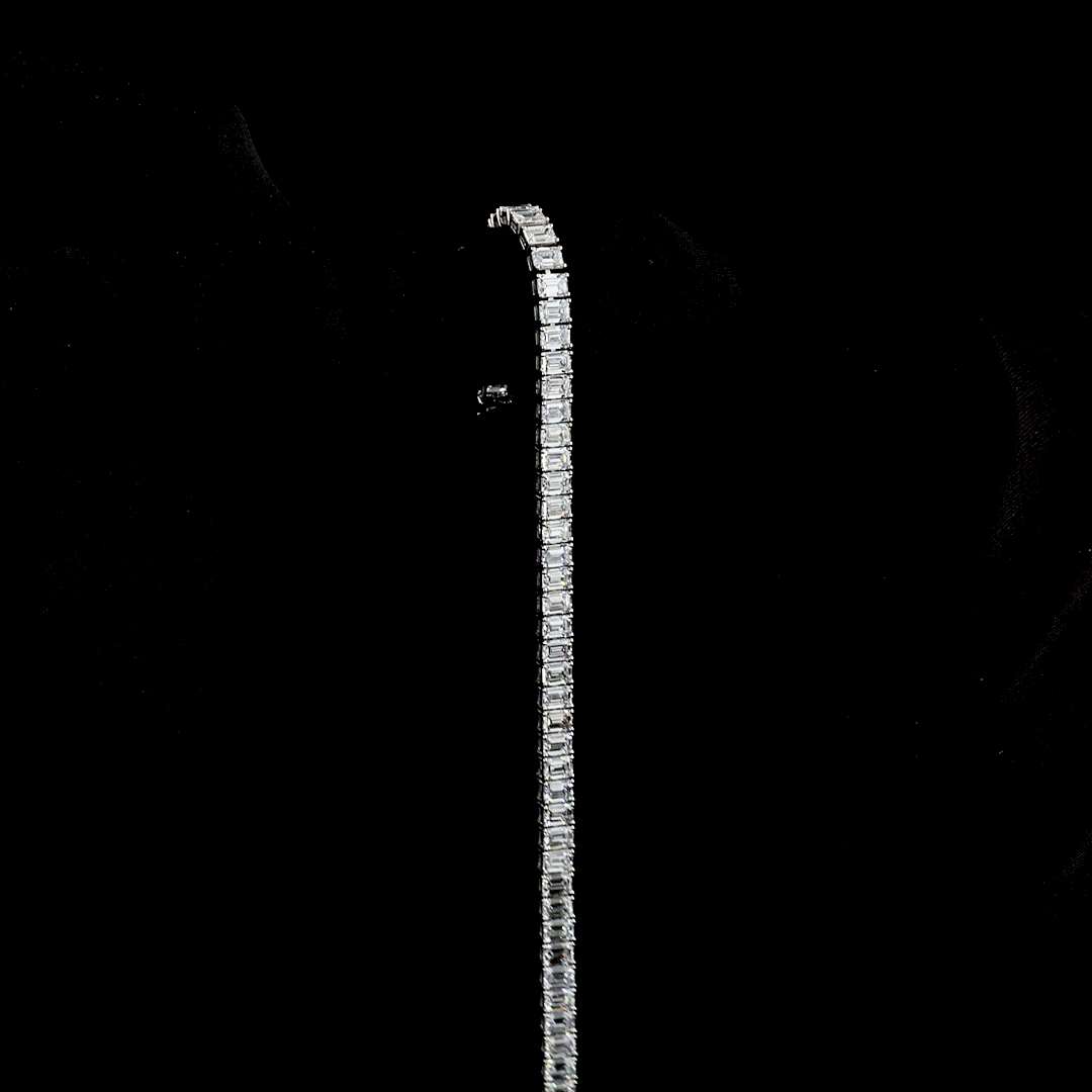 9.39 CTTW Emerald Lab Diamond Tennis Bracelet 7" 14k White Gold (E Color and VS Clarity)