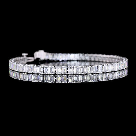 9.70 CTTW Emerald Lab Diamond Tennis Bracelet 7" 14k White Gold E Color and VS Clarity jewelry-spot-usa