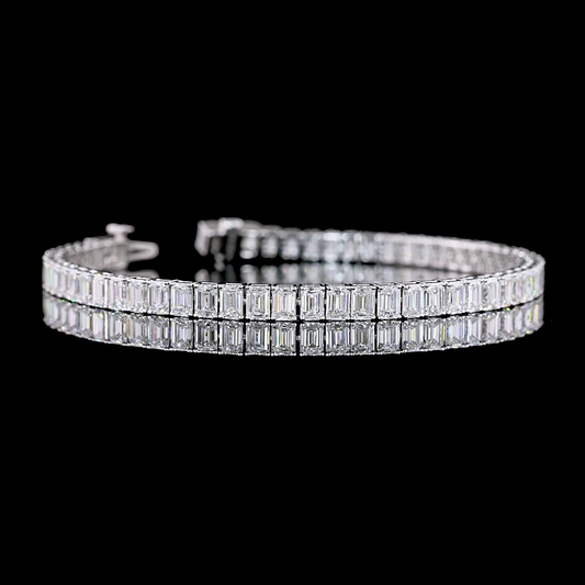 9.96 CTTW Emerald Lab Diamond Tennis Bracelet 7" 14k White Gold E Color and VS Clarity jewelry-spot-usa