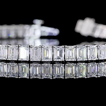 9.96 CTTW Emerald Lab Diamond Tennis Bracelet 7" 14k White Gold (E Color and VS Clarity)
