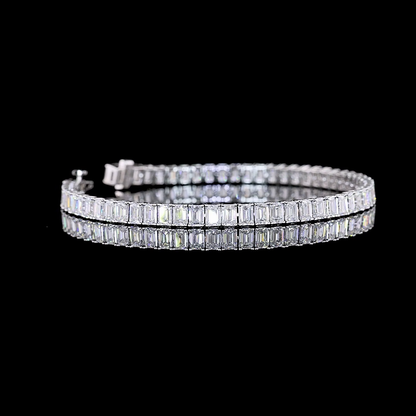 10.24 CTTW Emerald Lab Diamond Tennis Bracelet 7" 14k White Gold (E Color and VS Clarity)