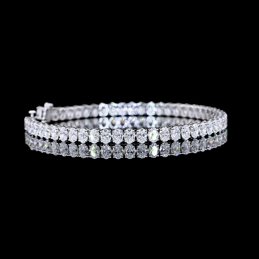 14k White Gold Lab Diamond Oval 9.23 CTTW Tennis Bracelet 7" E VS jewelry-spot-usa