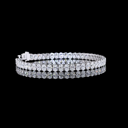 10.04 CTTW Oval Lab Diamond Tennis Bracelet 7" 14k White Gold E Color and VS Clarity jewelry-spot-usa