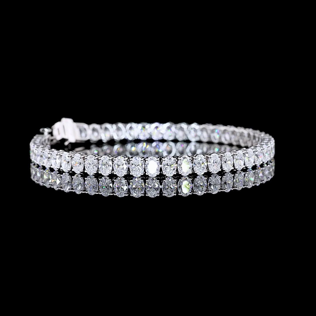 10.47 CTTW Oval Lab Diamond Tennis Bracelet 7" 14k White Gold (E/F Color and VS1/VS/VS2 Clarity)