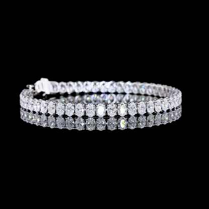 10.47 CTTW Oval Lab Diamond Tennis Bracelet 7" 14k White Gold (E/F Color and VS1/VS/VS2 Clarity)