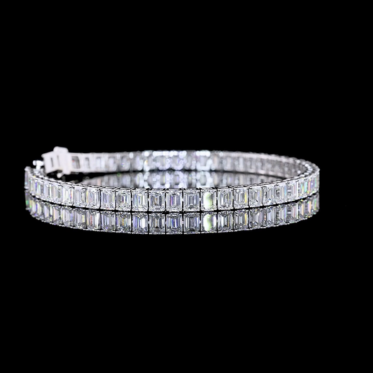 13.41 CTTW Emerald Lab Diamond Tennis Bracelet 7" 14k White Gold E Color and VS Clarity jewelry-spot-usa