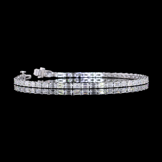 5.08 CTTW Emerald Lab Diamond Tennis Bracelet 7.5" 14k White Gold (E Color and VS1 Clarity)