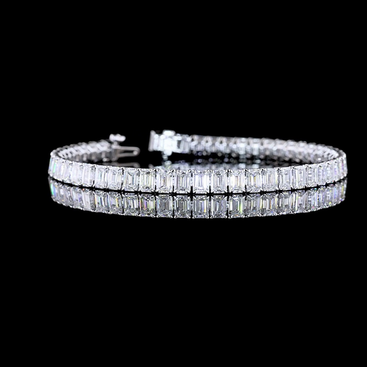 13.86 CTTW Emerald Lab Diamond Tennis Bracelet 7.75" 14k White Gold F Color and VS1 Clarity jewelry-spot-usa