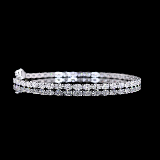 4.96 CTTW Oval Lab Diamond Tennis Bracelet 7.5" 14k White Gold (E Color and VS Clarity)