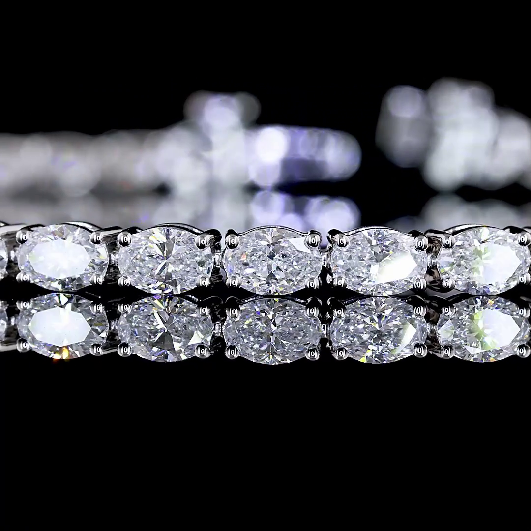 4.96 CTTW Oval Lab Diamond Tennis Bracelet 7.5" 14k White Gold (E Color and VS Clarity)