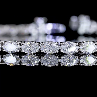 4.96 CTTW Oval Lab Diamond Tennis Bracelet 7.5" 14k White Gold (E Color and VS Clarity)