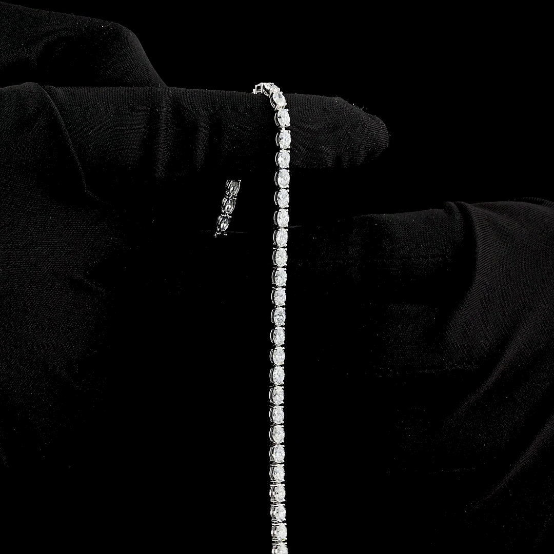 4.96 CTTW Oval Lab Diamond Tennis Bracelet 7.5" 14k White Gold (E Color and VS Clarity)