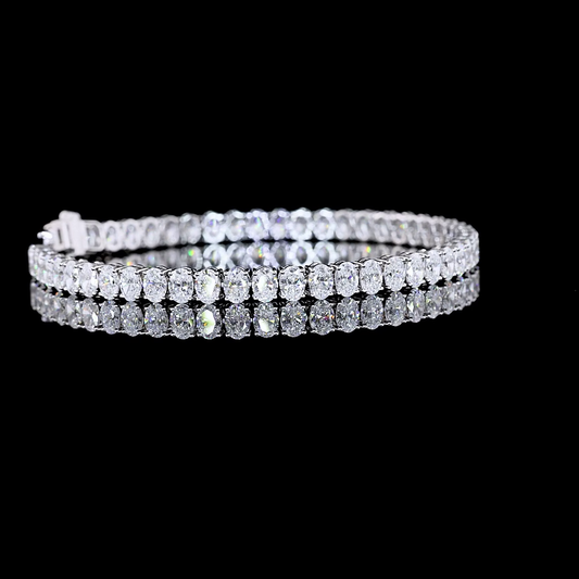 10.23 CTTW Oval Lab Diamond Tennis Bracelet 7" (F Color and VS1 Clarity)
