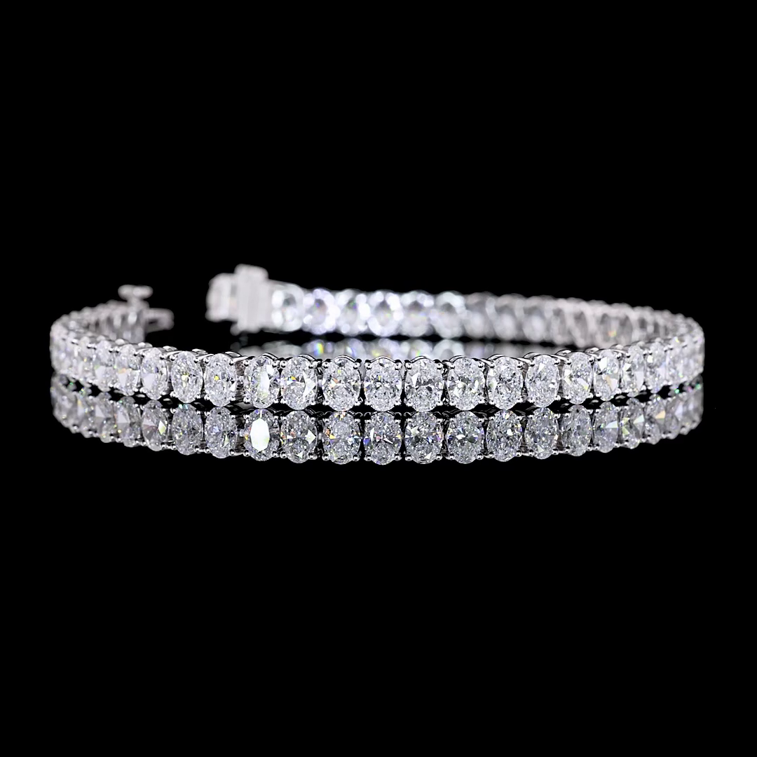 10.49 CTTW Oval Lab Diamond Tennis Bracelet 7" 14k White Gold F/E Color and VS2/VS Clarity jewelry-spot-usa