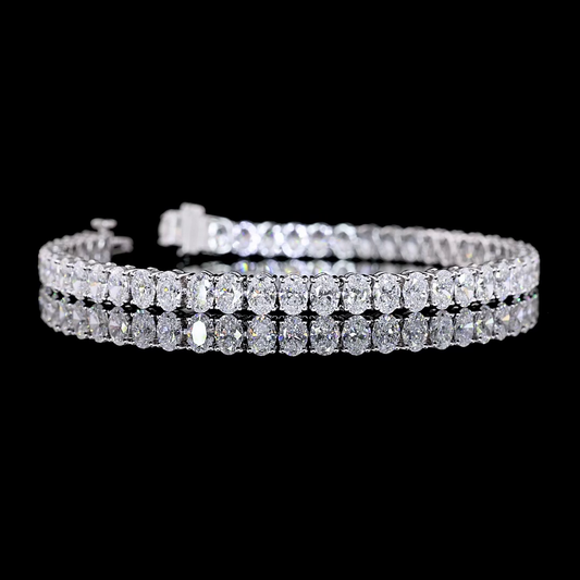 10.49 CTTW Oval Lab Diamond Tennis Bracelet 7" 14k White Gold F/E Color and VS2/VS Clarity jewelry-spot-usa