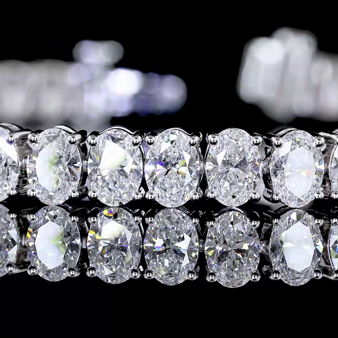 10.49 CTTW Oval Lab Diamond Tennis Bracelet 7" 14k White Gold F/E Color and VS2/VS Clarity jewelry-spot-usa
