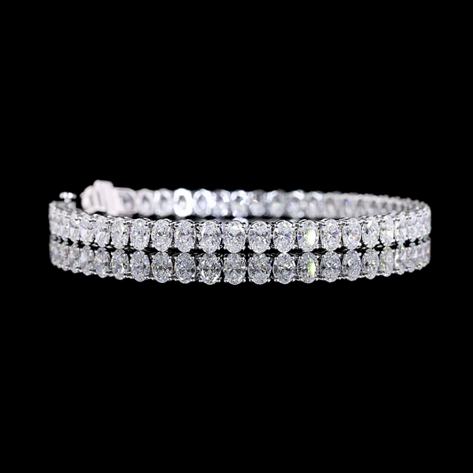 10.72 CTTW Oval Lab Diamond Tennis Bracelet 7.5" 14k White Gold E Color and VS Clarity jewelry-spot-usa