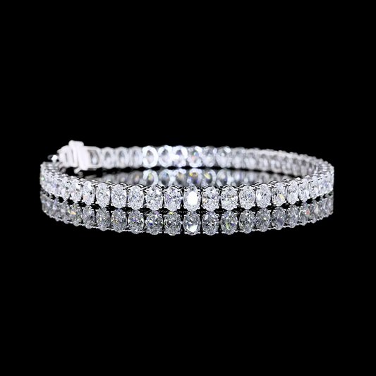 10.93 CTTW Oval Lab Diamond Tennis Bracelet 7" 14k White Gold E Color and VS Clarity jewelry-spot-usa