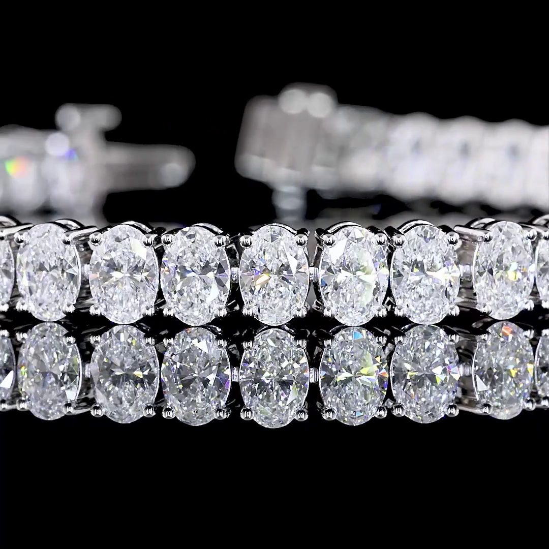 10.93 CTTW Oval Lab Diamond Tennis Bracelet 7" 14k White Gold E Color and VS Clarity jewelry-spot-usa