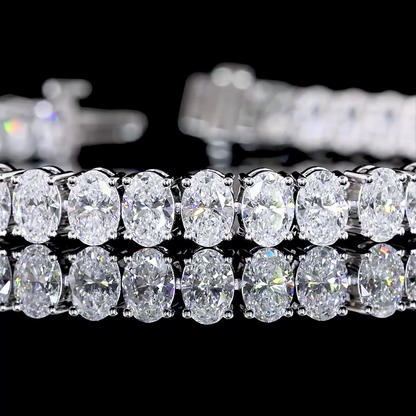 10.93 CTTW Oval Lab Diamond Tennis Bracelet 7" 14k White Gold E Color and VS Clarity jewelry-spot-usa