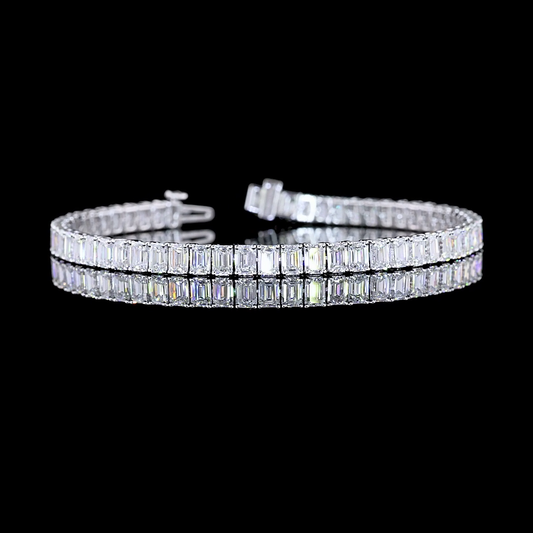 11.23 CTTW Emerald Lab Diamond Tennis Bracelet 7" 14k White Gold E Color and VS Clarity jewelry-spot-usa