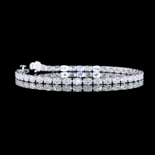 6.15 CTTW Oval Lab Diamond Tennis Bracelet 7" 14k White Gold E Color and VS Clarity jewelry-spot-usa