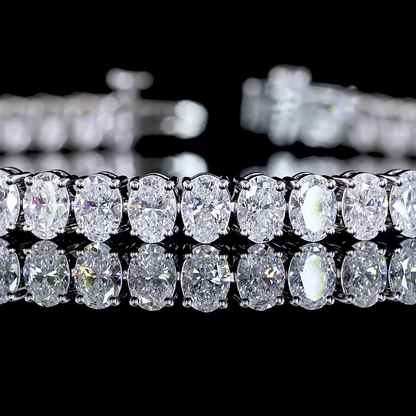 8.77 CTTW Oval Lab Diamond Tennis Bracelet 7" 14k White Gold E Color and VS Clarity jewelry-spot-usa