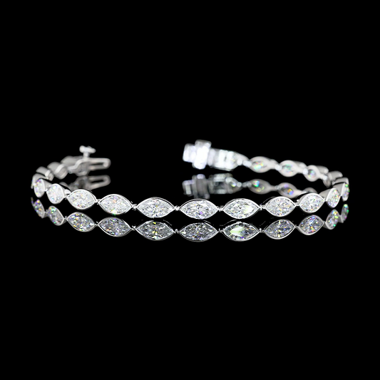 5.67 CTTW Marquise Lab Diamond Tennis Bracelet (E Color and VS Clarity)