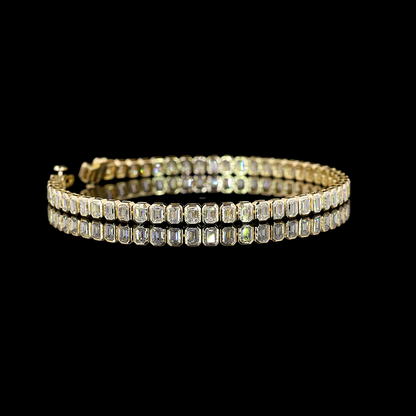 5.55 CTTW Emerald Lab Grown Diamond Tennis Bracelet 7" (F Color and VS2 Clarity)