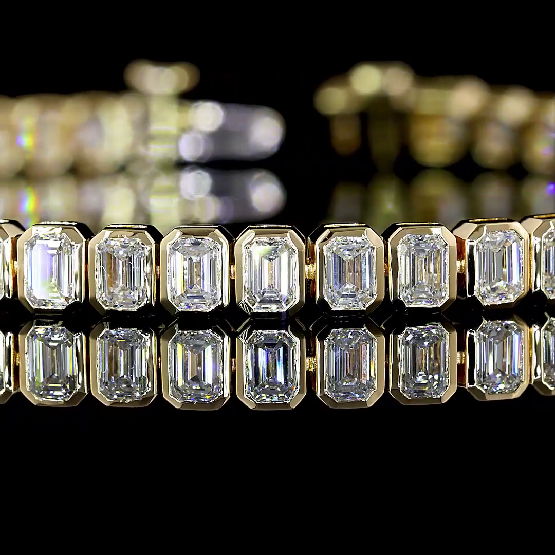 5.55 CTTW Emerald Lab Grown Diamond Tennis Bracelet 7" (F Color and VS2 Clarity)