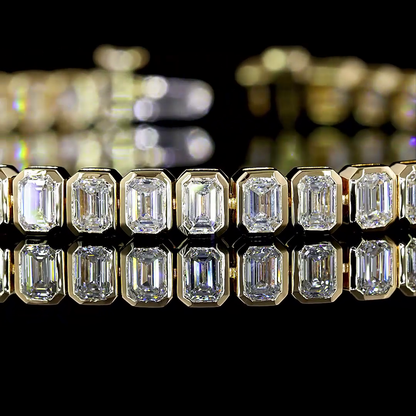 5.55 CTTW Emerald Lab Grown Diamond Tennis Bracelet 7" (F Color and VS2 Clarity)