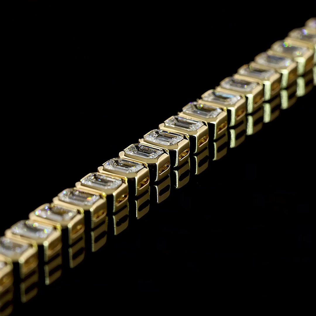 5.55 CTTW Emerald Lab Grown Diamond Tennis Bracelet 7" (F Color and VS2 Clarity)