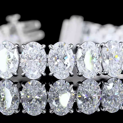 32.48 CTTW Oval Lab Diamond Tennis Bracelet 7.25" 14k White Gold (D Color and VVS2 Clarity)