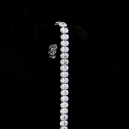 32.48 CTTW Oval Lab Diamond Tennis Bracelet 7.25" 14k White Gold (D Color and VVS2 Clarity)